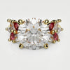 Round Brilliant Cut Diamond With Marquise Ruby Accent Stones