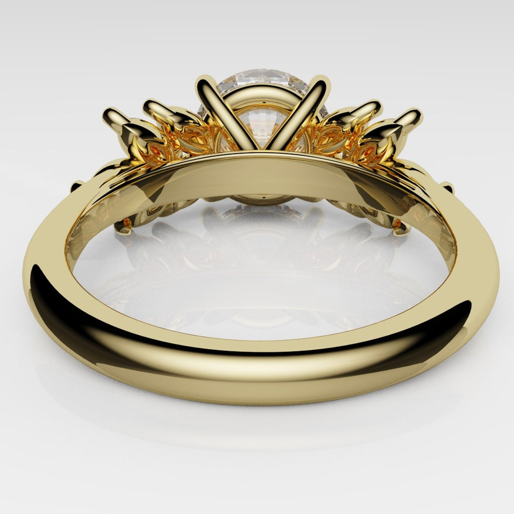 Round Brilliant Cut Diamond With Marquise Ruby Accent Stones
