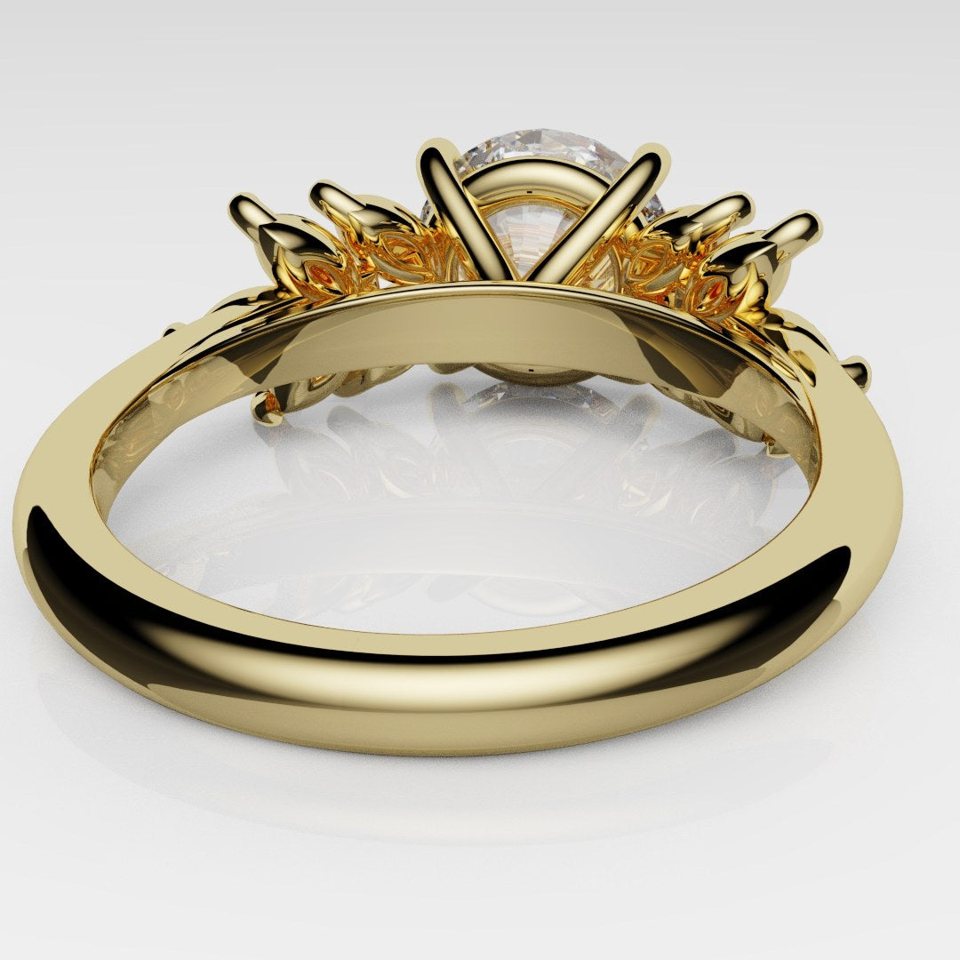 Round Brilliant Cut Diamond With Marquise Ruby Accent Stones