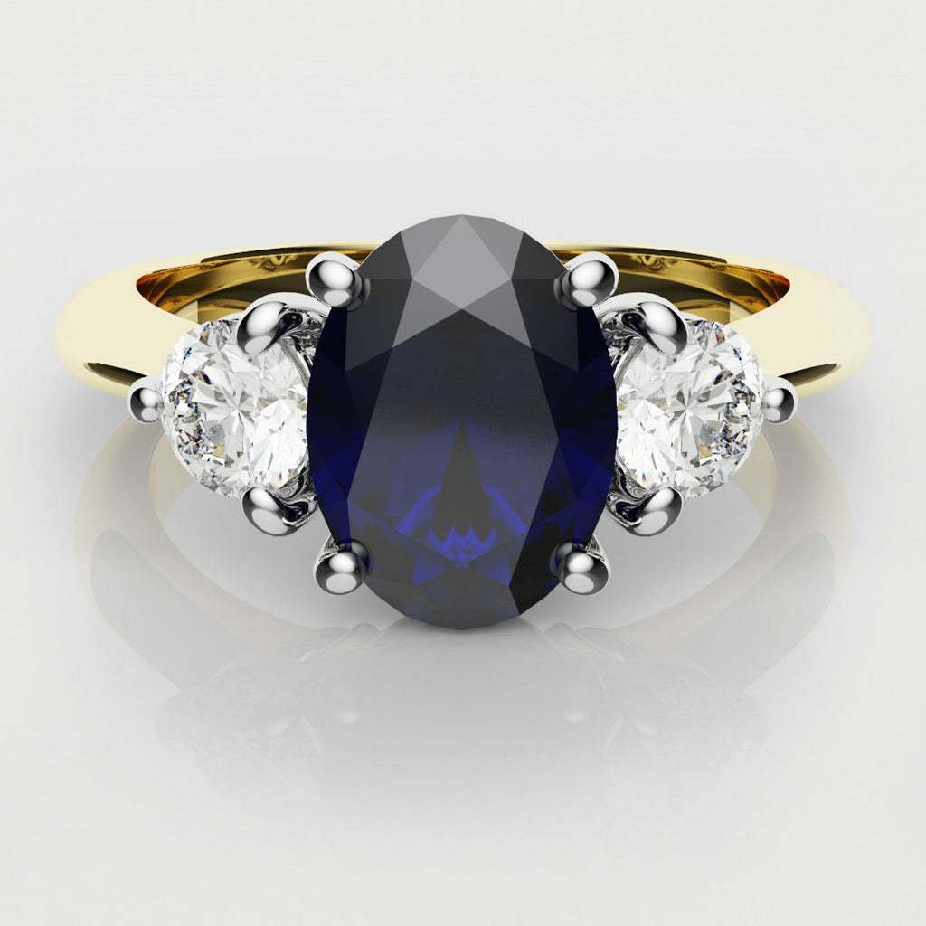 Oval Sapphire and Diamond Trilogy Engagement Ring