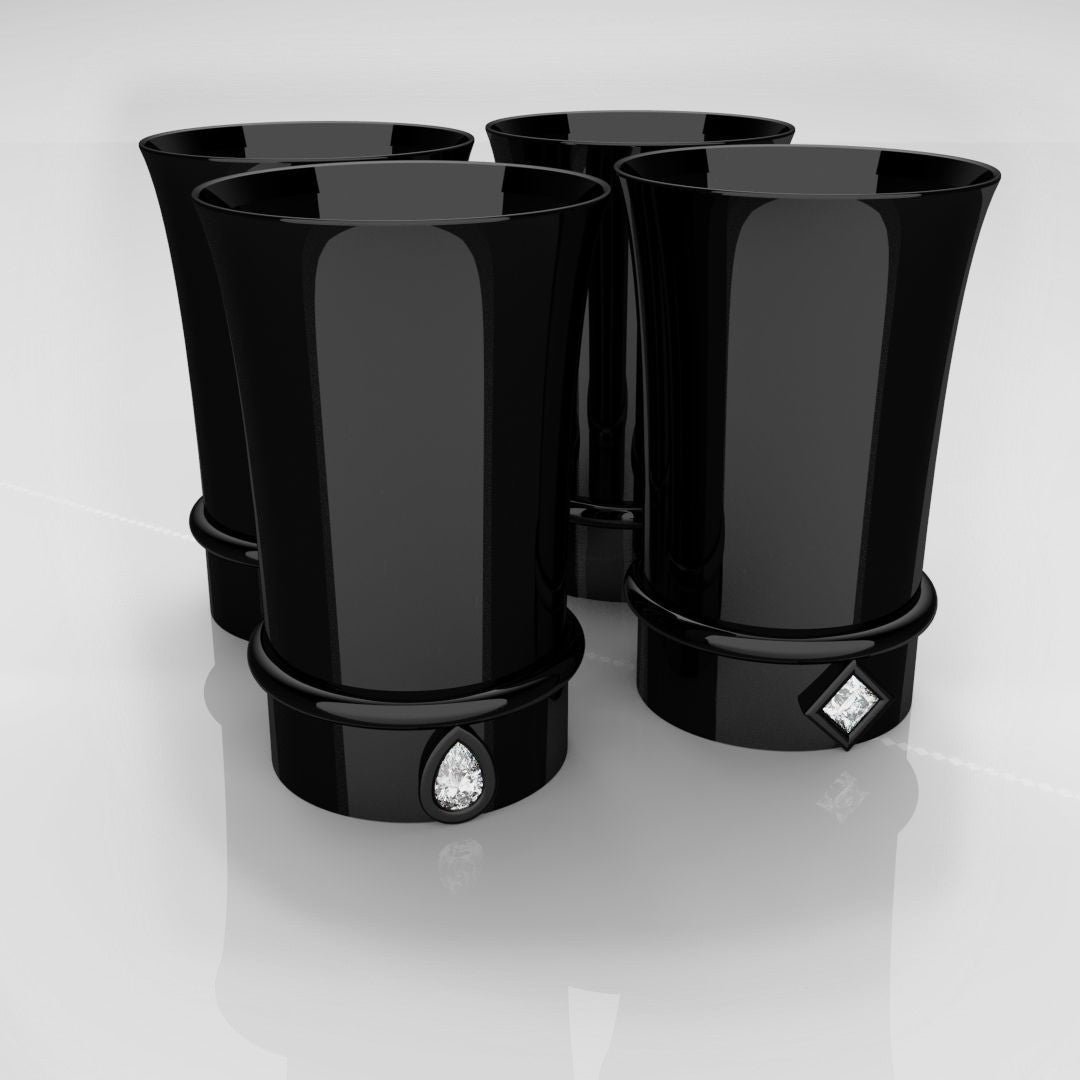 Silver (Plated Black) Gold 30mm Shot glasses - With Base