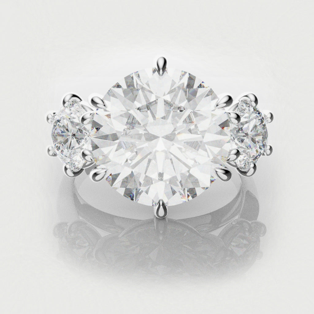 Six Claw Classic Round Trilogy Engagement Ring