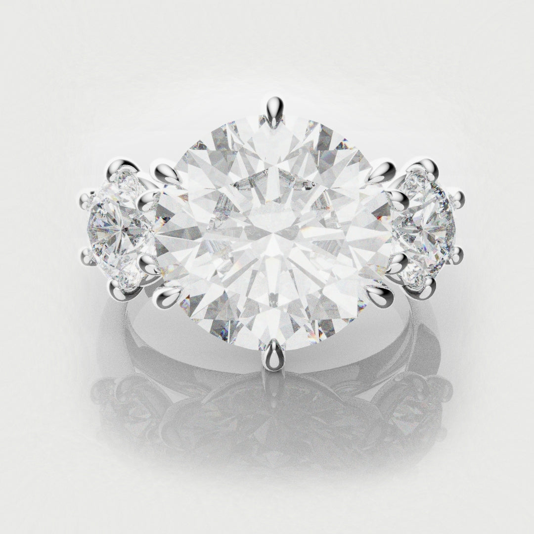Six Claw Classic Round Trilogy Engagement Ring