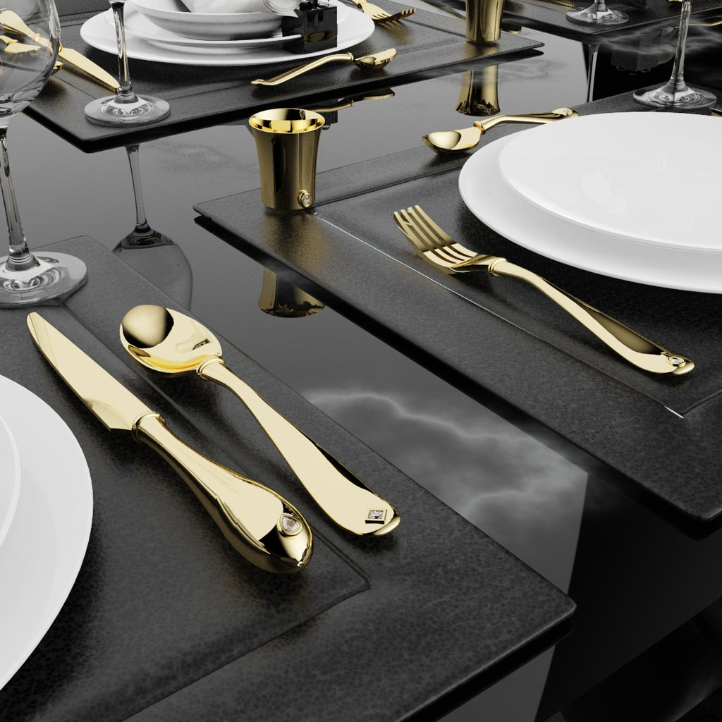18ct Yellow Gold Cutlery Set - With 0.50ct GIA Certified Diamonds