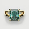 solitare radiant cut teal sapphire engagement ring 