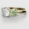 Three Stone Engagement Ring With Green Shoulder Diamonds