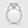 three stone engagement ring with pear and trilliant diamonds 