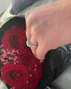 Round and Pear Trilogy Engagement Ring with Diamond Set Cathedral