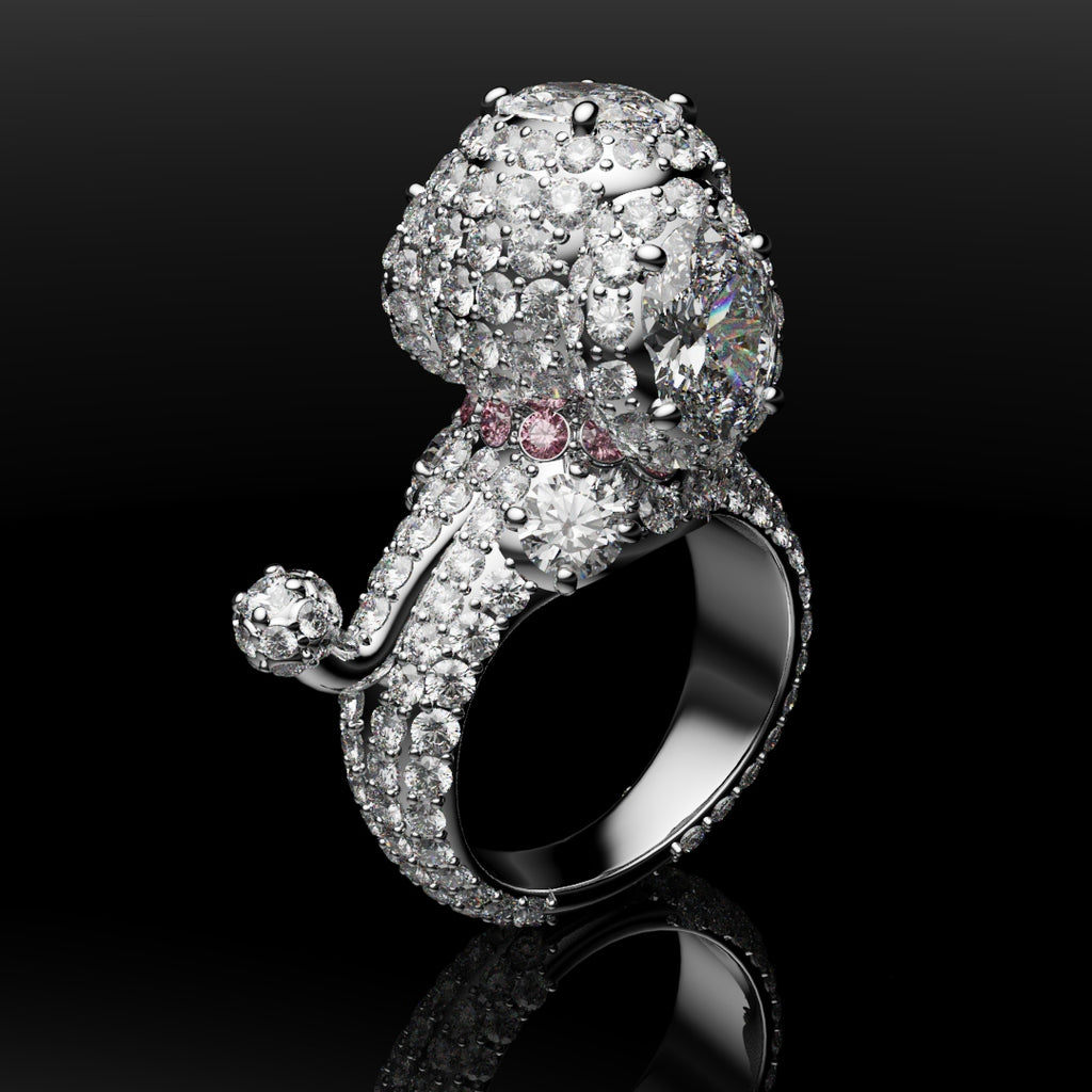 Bespoke Toy Poodle Diamond Ring