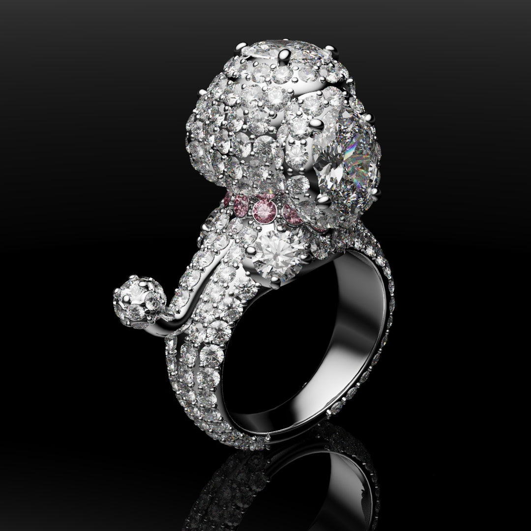 Bespoke Toy Poodle Diamond Ring