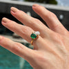 Emerald and Pear Diamond Two Stone Engagement Ring