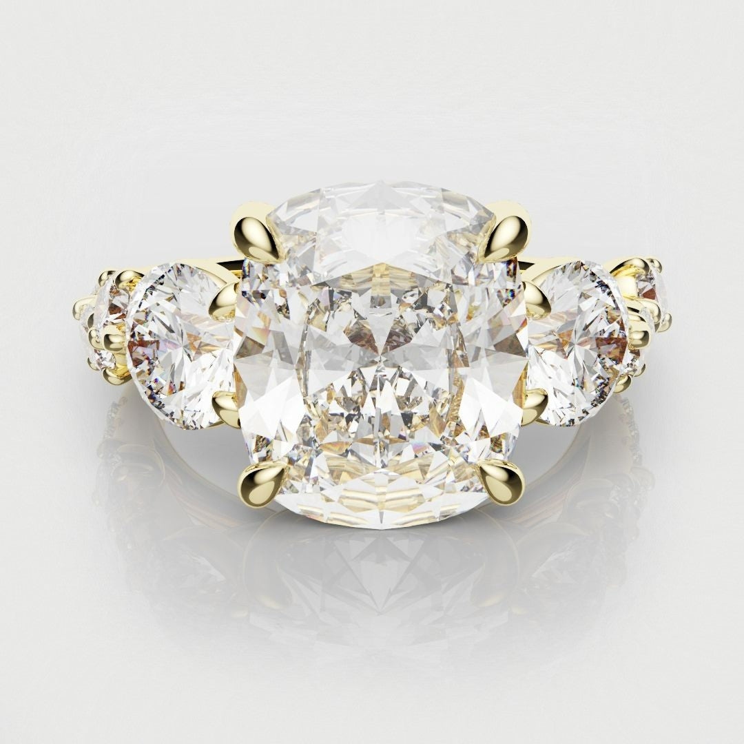 Unique 3ct Cushion Cut DIamond Engagement Ring