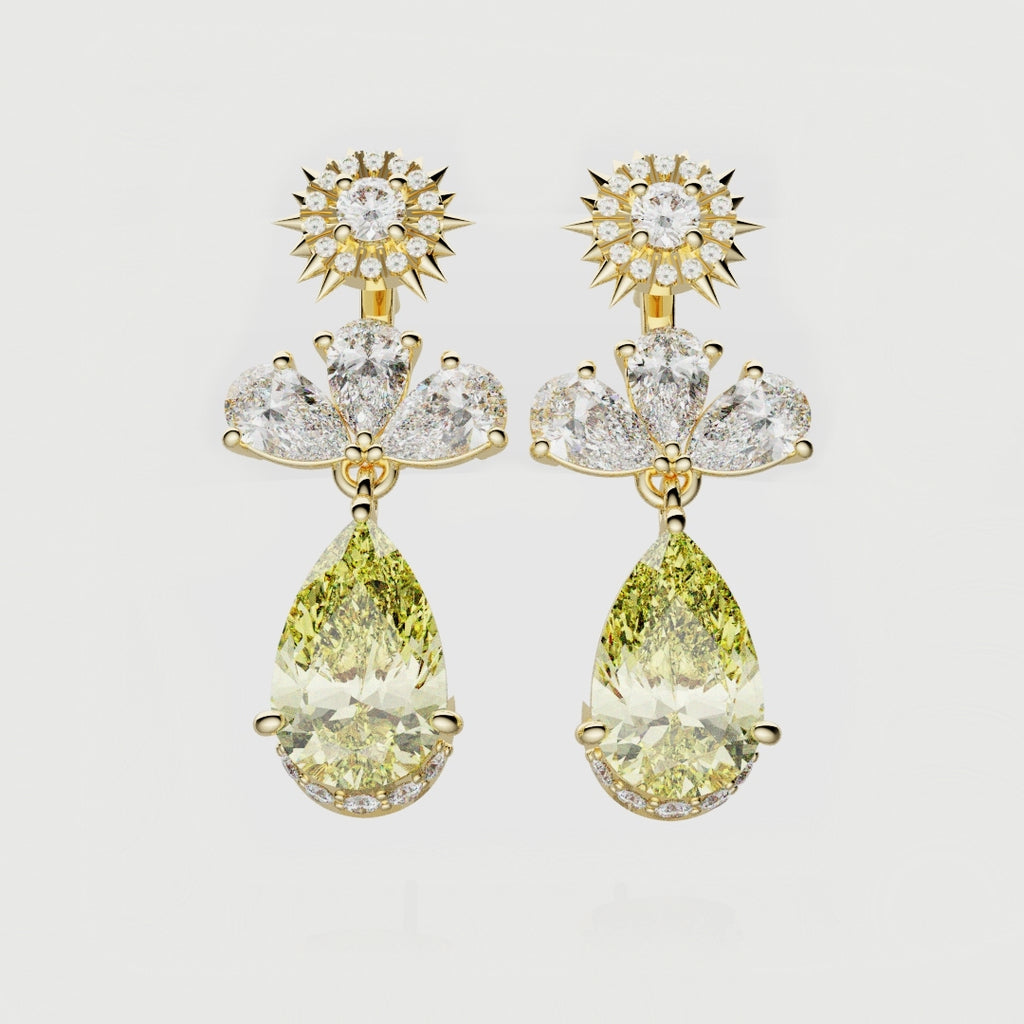 Bespoke High Jewellery Sun and Moon Earrings - Yellow Gold