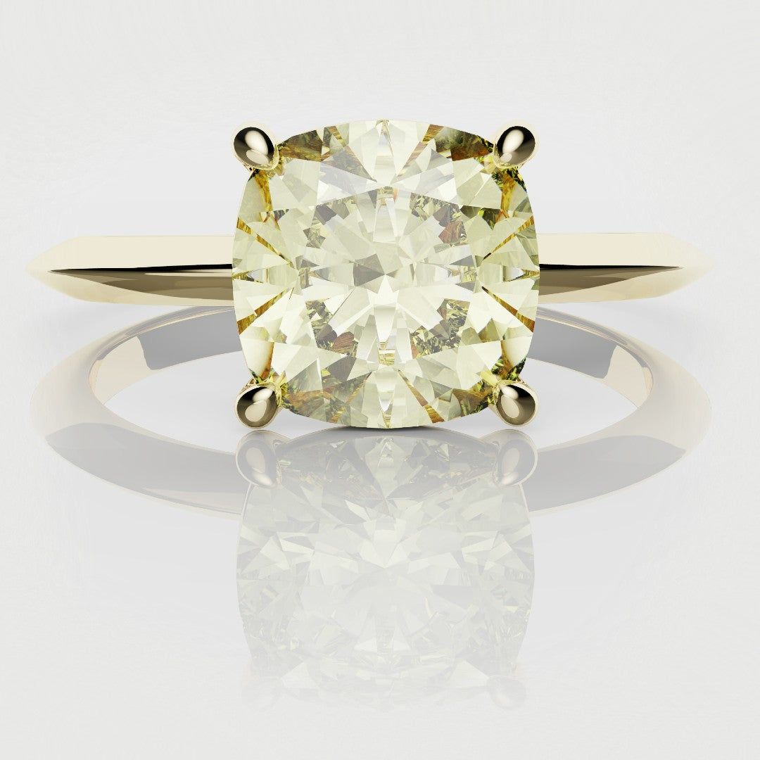 2ct Cushion Cut Yellow Diamond Solitaire