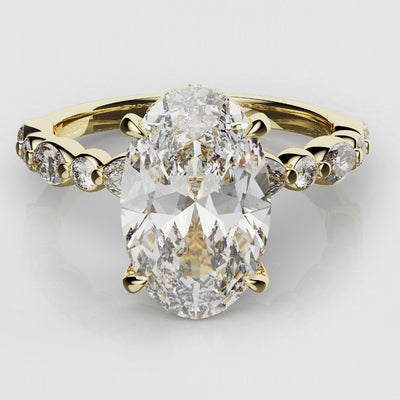 3.5ct Oval Diamond Engagement Ring With Marquise Shoulders