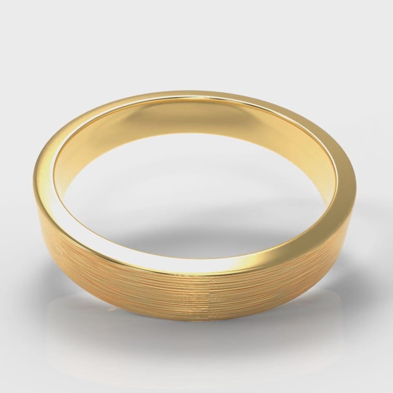4mm Flat Top Comfort Fit Brushed Wedding Ring - Yellow Gold