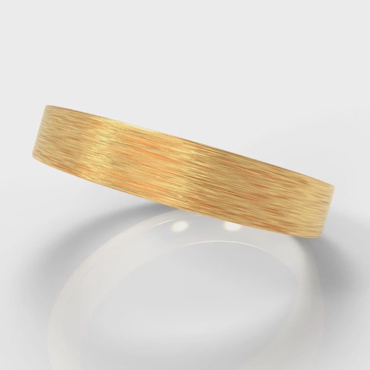 4mm Flat Top Comfort Fit Brushed Wedding Ring - Yellow Gold