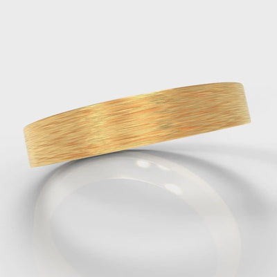 4mm Flat Top Comfort Fit Brushed Wedding Ring - Yellow Gold