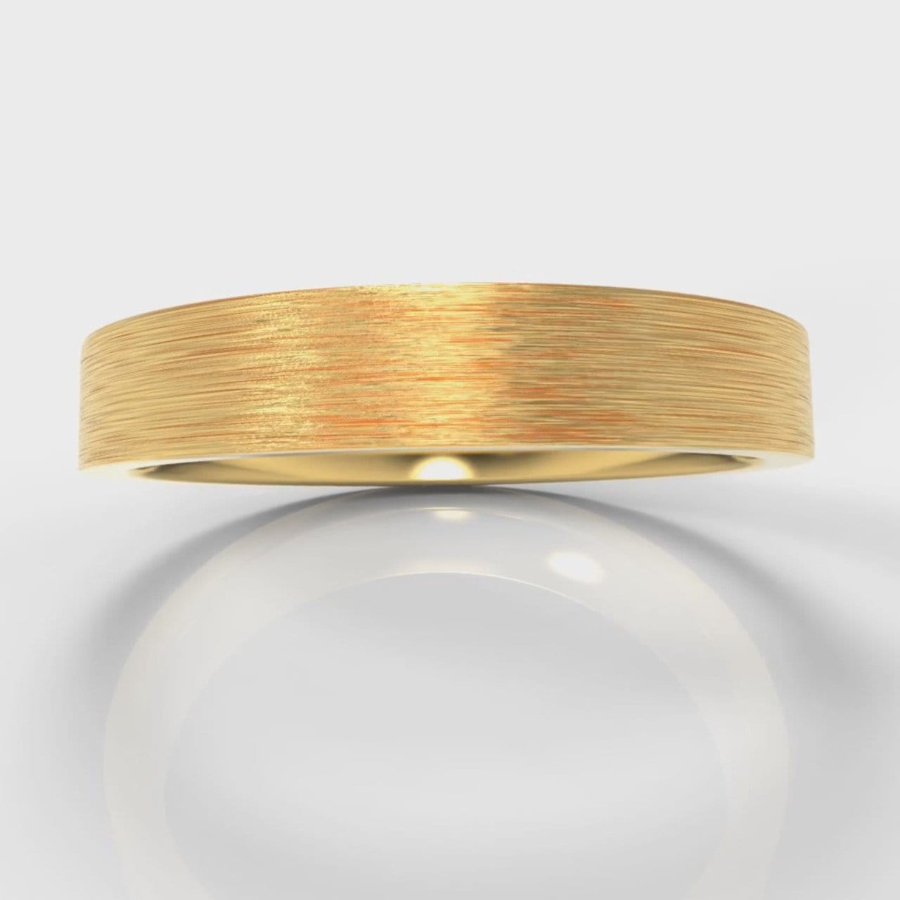4mm Flat Top Comfort Fit Brushed Wedding Ring - Yellow Gold