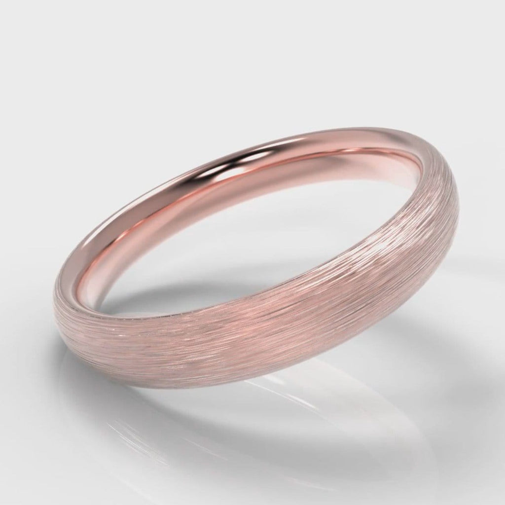 4mm Court Shaped Comfort Fit Brushed Wedding Ring - Rose Gold