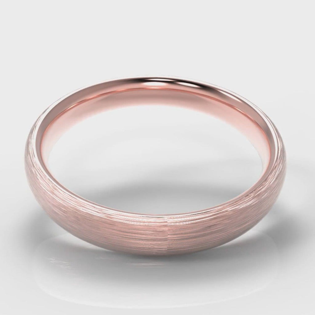 4mm Court Shaped Comfort Fit Brushed Wedding Ring - Rose Gold