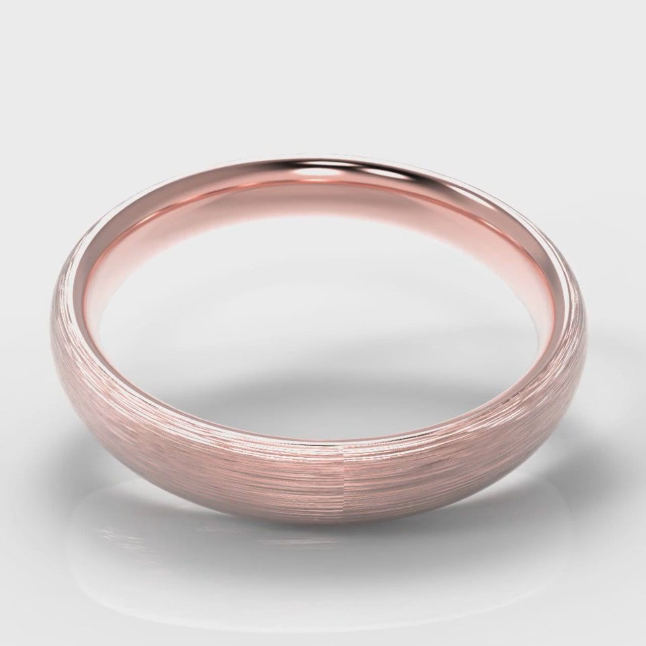 4mm Court Shaped Comfort Fit Brushed Wedding Ring - Rose Gold