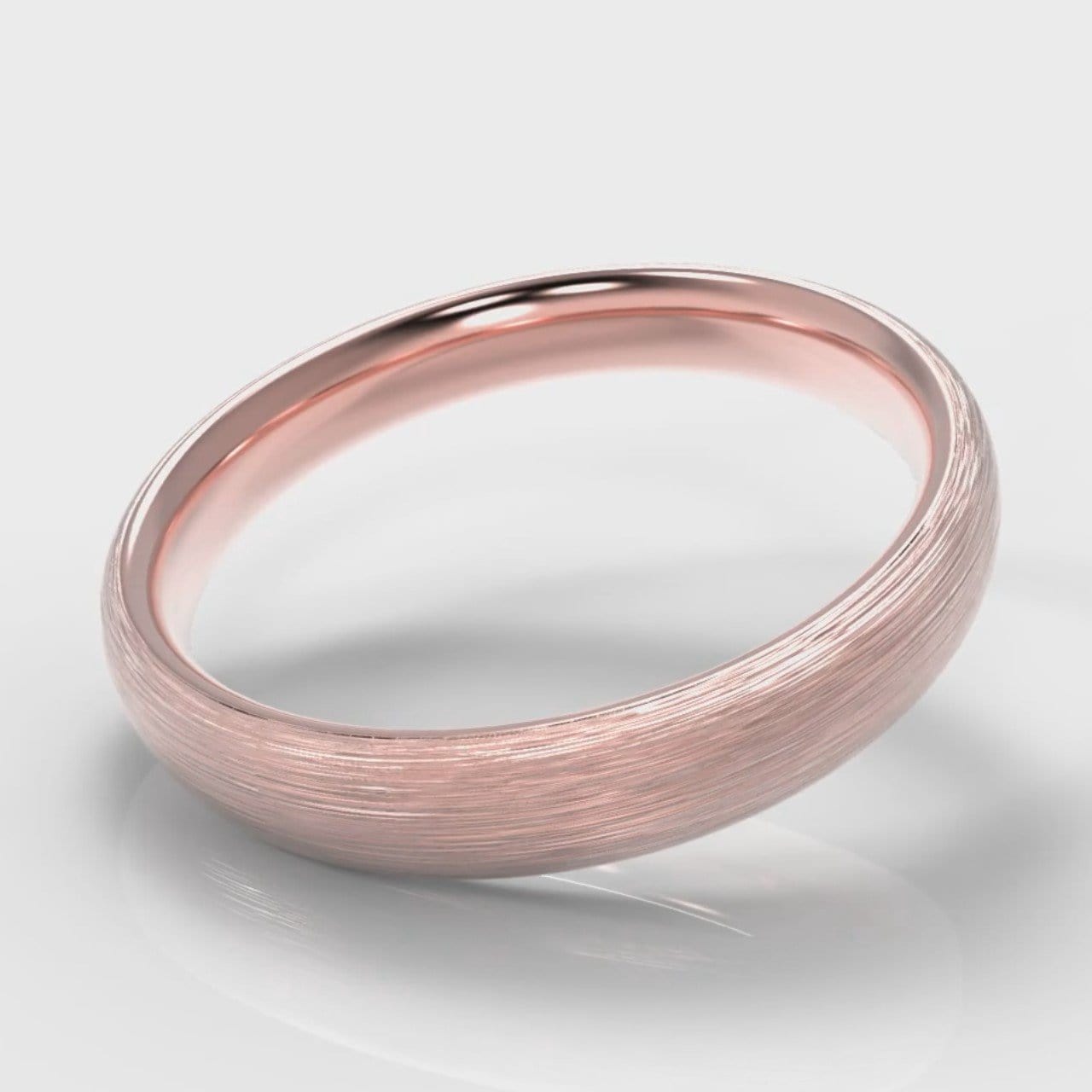 4mm Court Shaped Comfort Fit Brushed Wedding Ring - Rose Gold