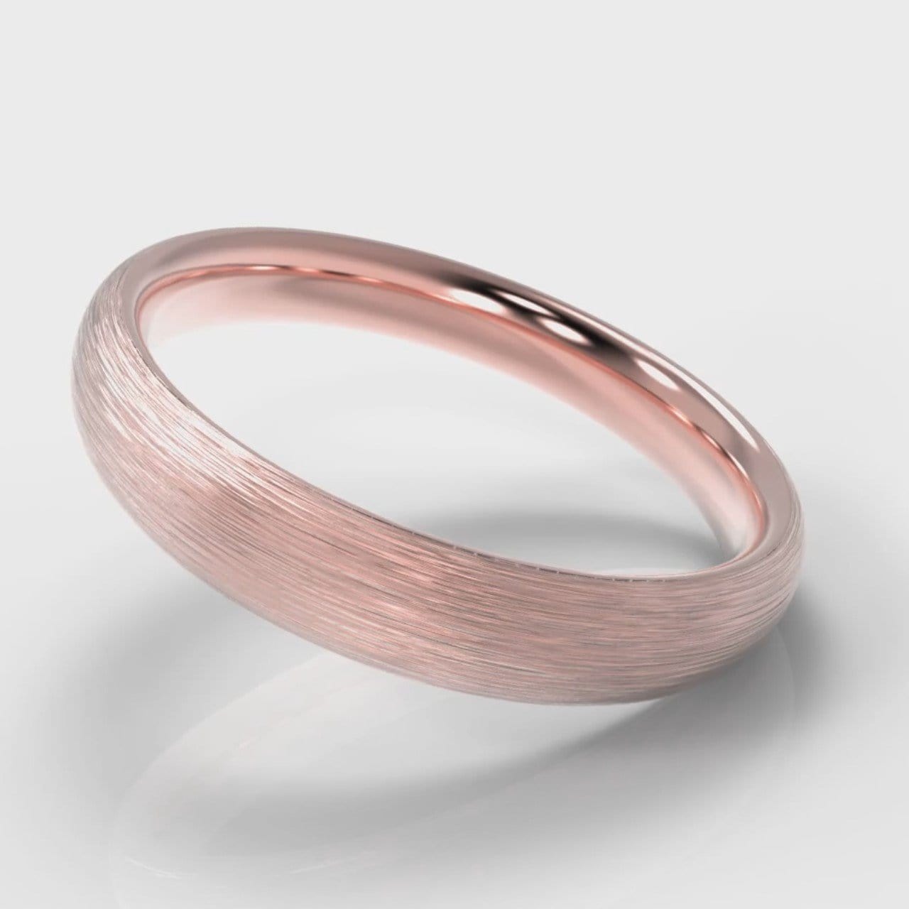 4mm Court Shaped Comfort Fit Brushed Wedding Ring - Rose Gold