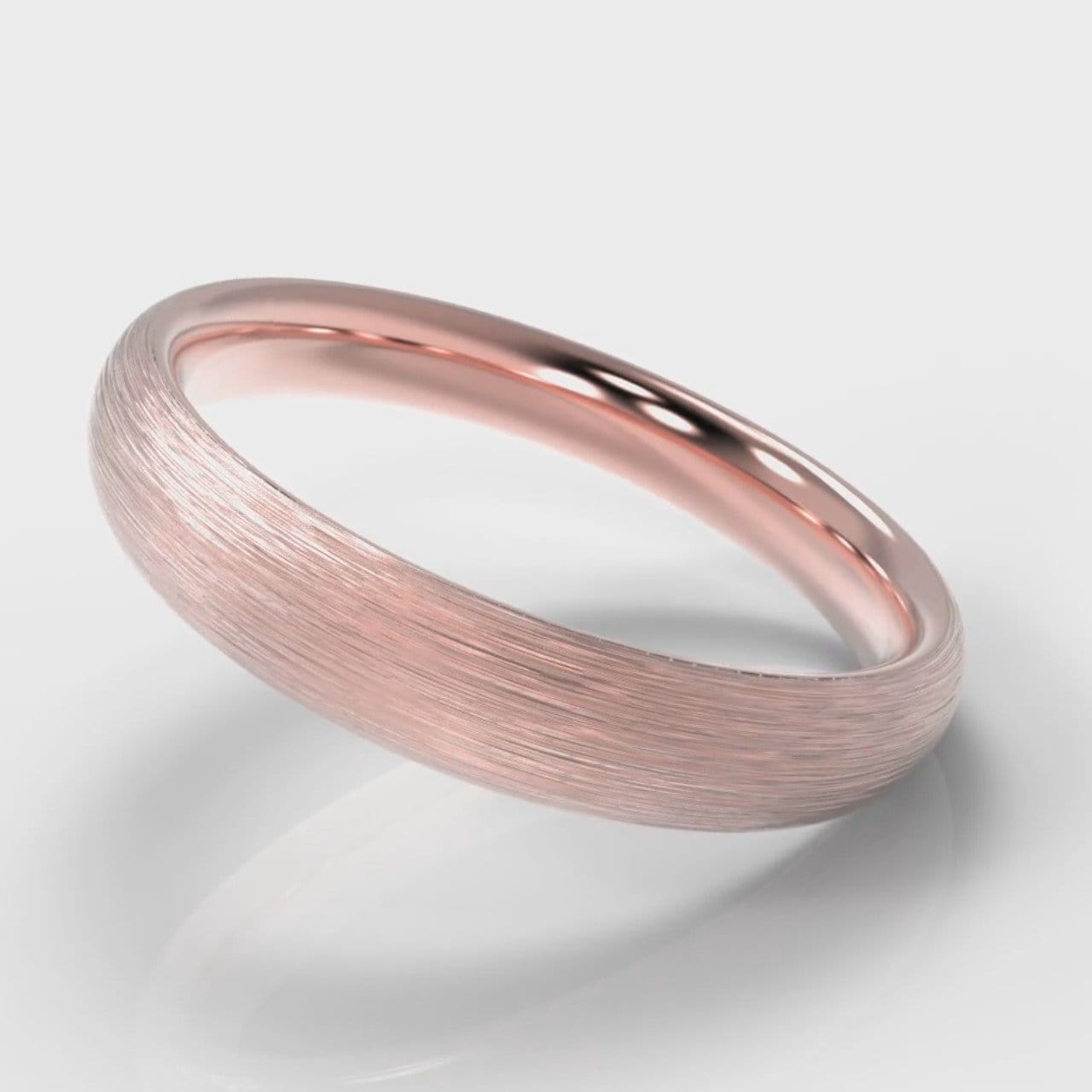 4mm Court Shaped Comfort Fit Brushed Wedding Ring - Rose Gold