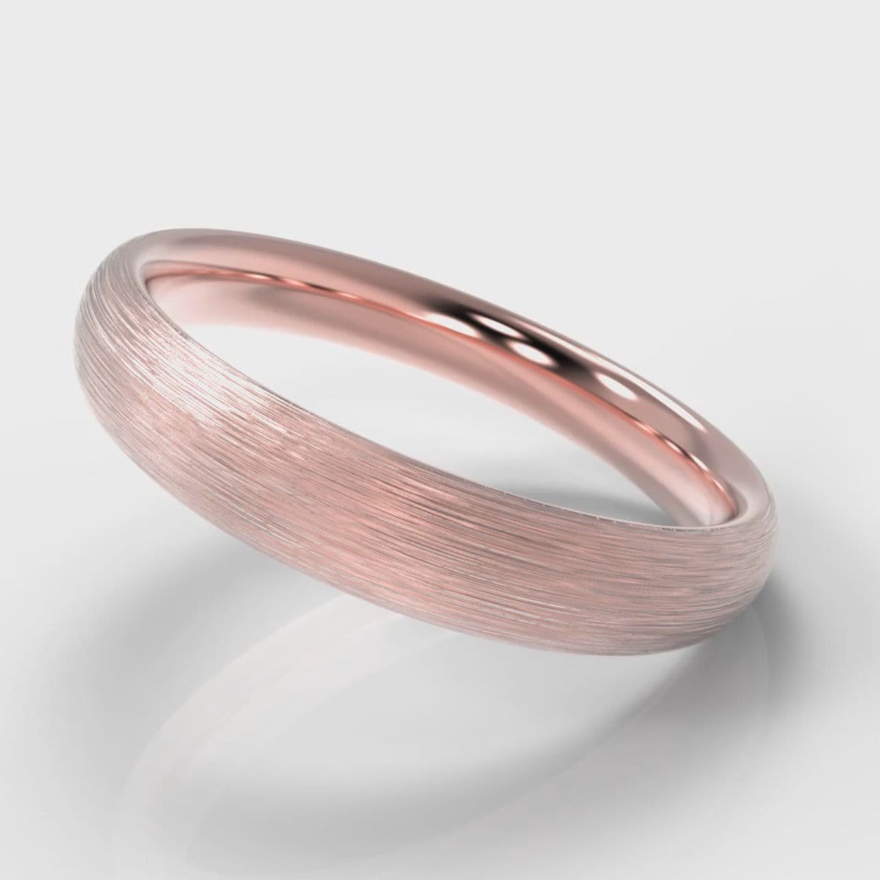 4mm Court Shaped Comfort Fit Brushed Wedding Ring - Rose Gold