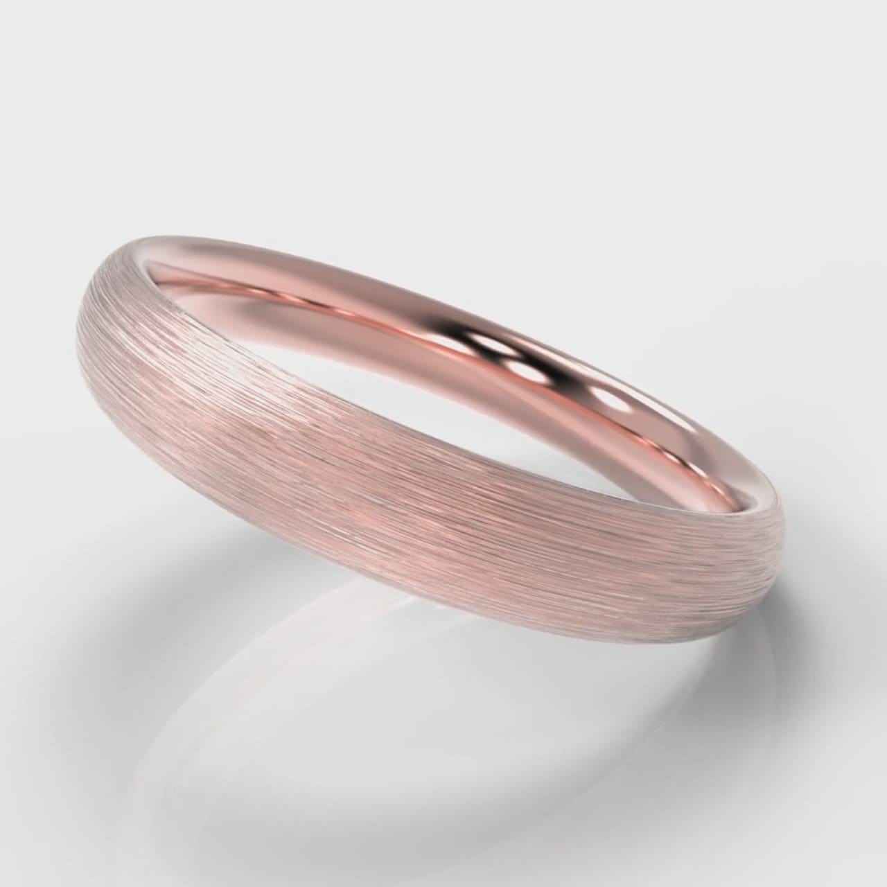 4mm Court Shaped Comfort Fit Brushed Wedding Ring - Rose Gold