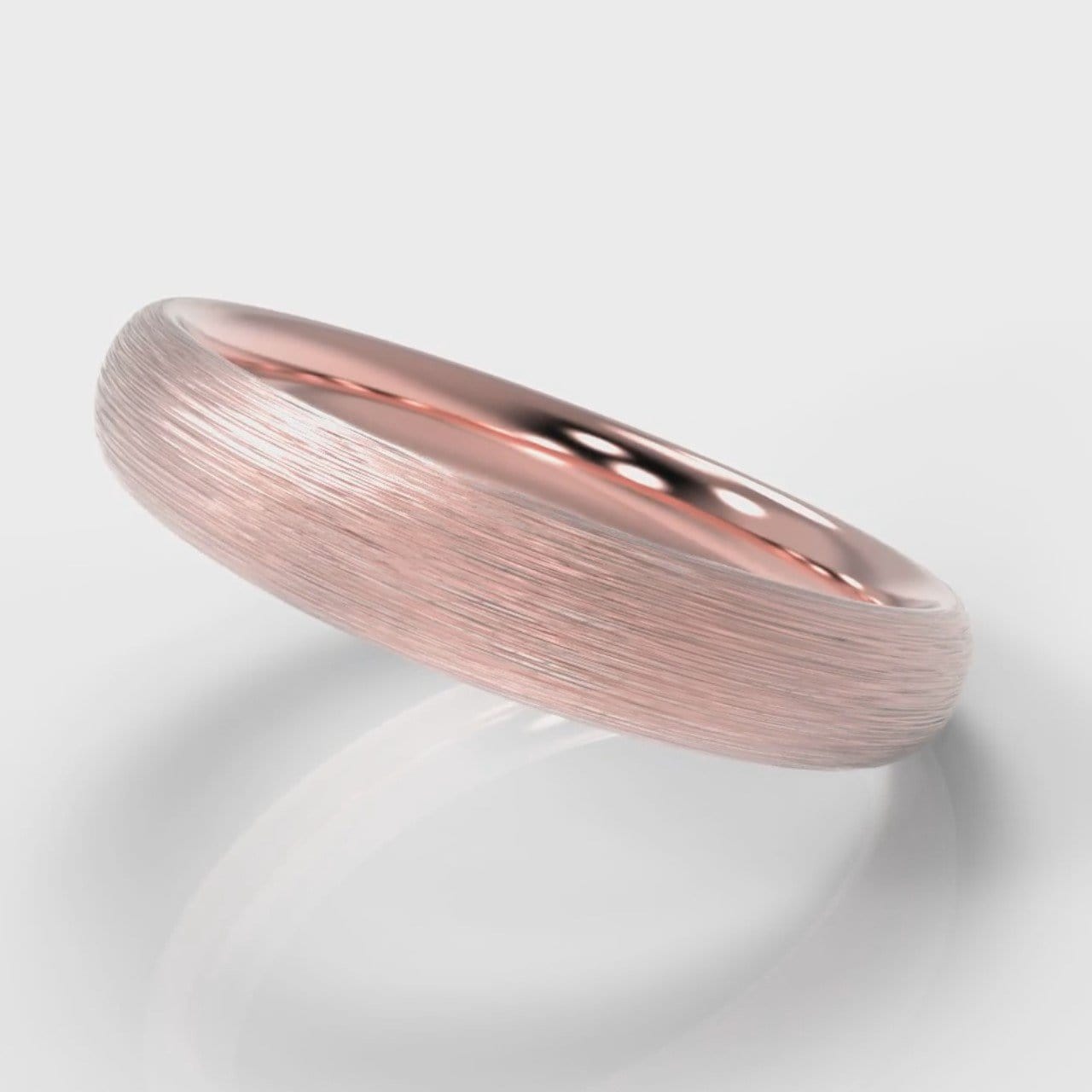 4mm Court Shaped Comfort Fit Brushed Wedding Ring - Rose Gold