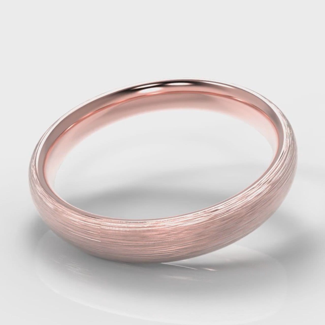4mm Court Shaped Comfort Fit Brushed Wedding Ring - Rose Gold