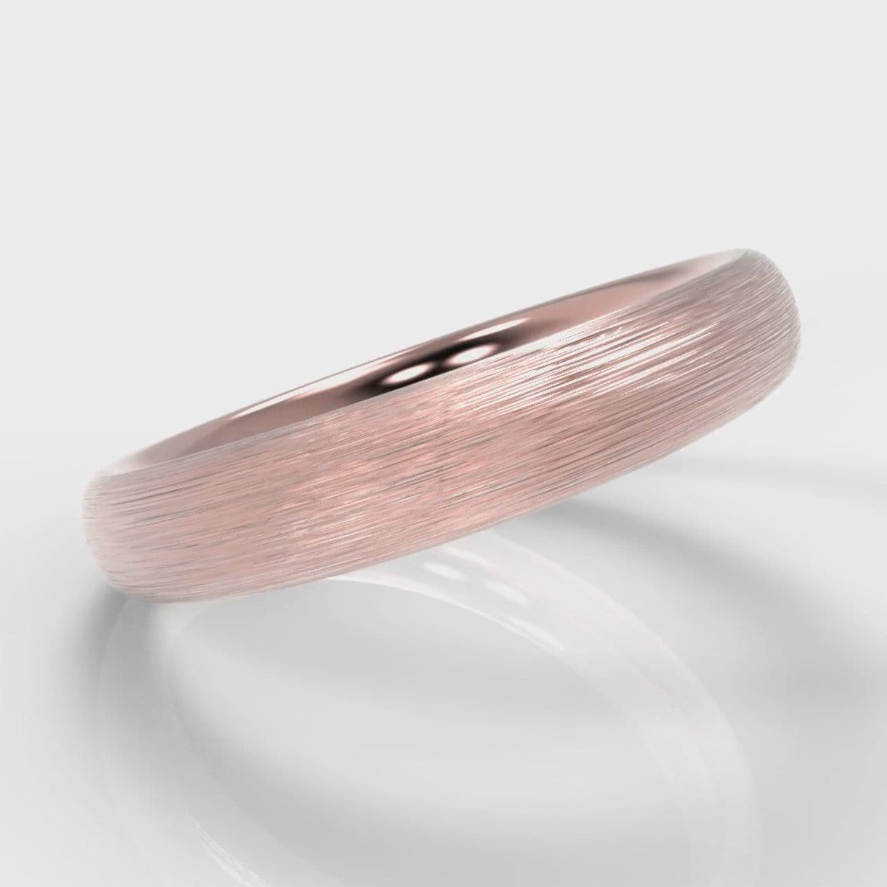 4mm Court Shaped Comfort Fit Brushed Wedding Ring - Rose Gold