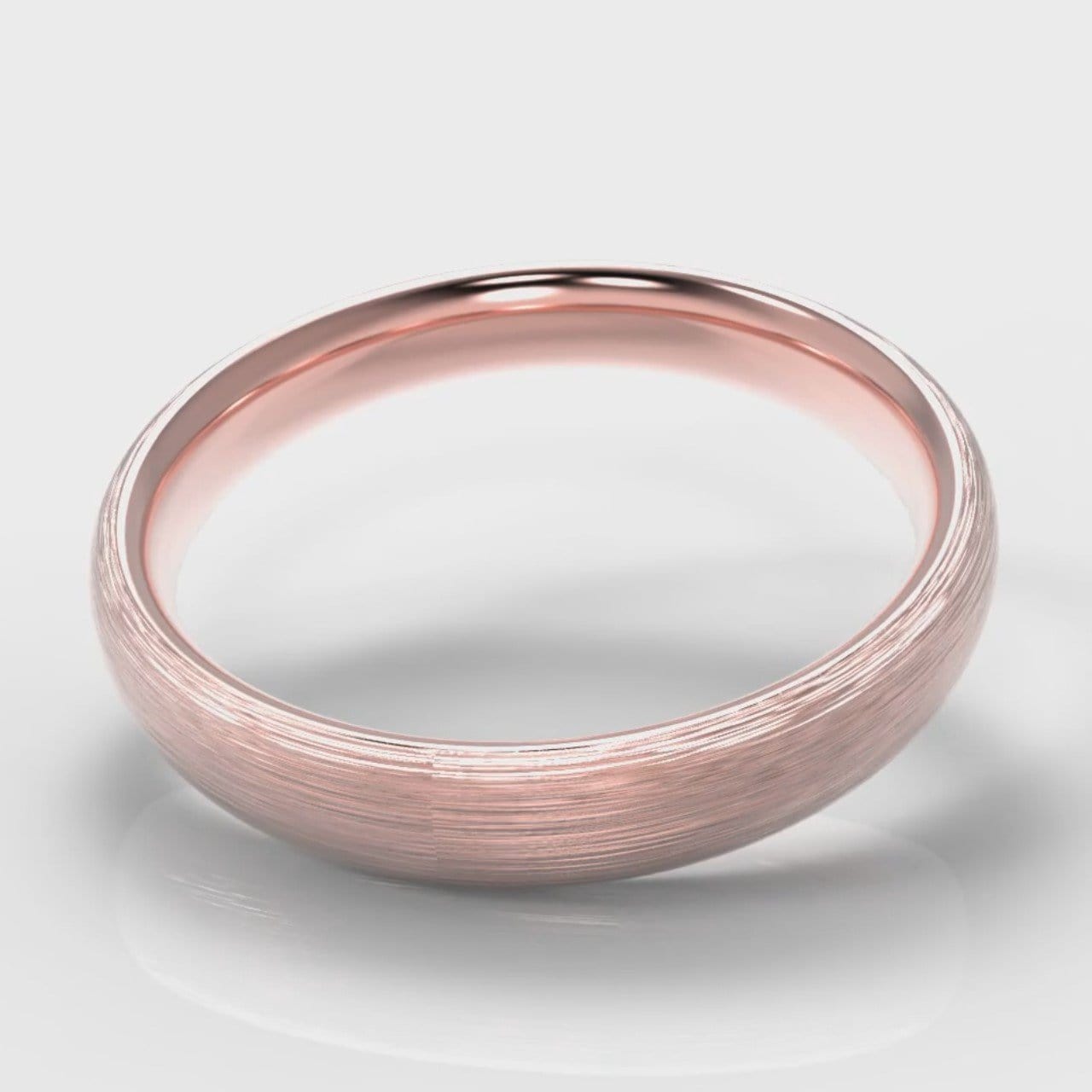 4mm Court Shaped Comfort Fit Brushed Wedding Ring - Rose Gold