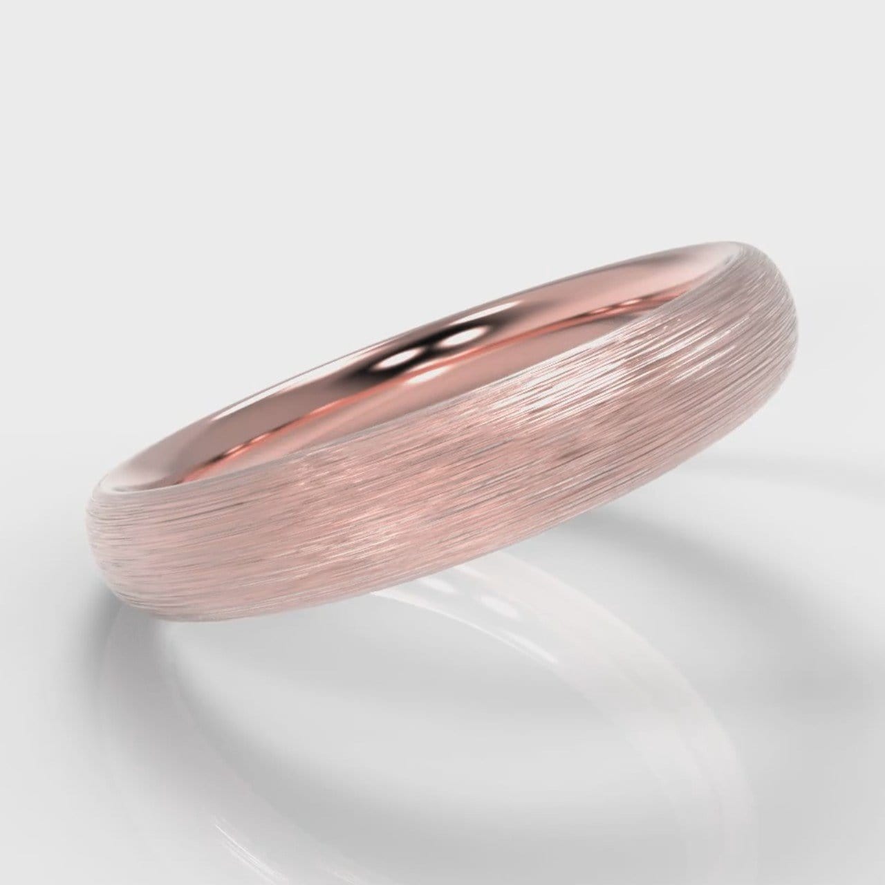4mm Court Shaped Comfort Fit Brushed Wedding Ring - Rose Gold