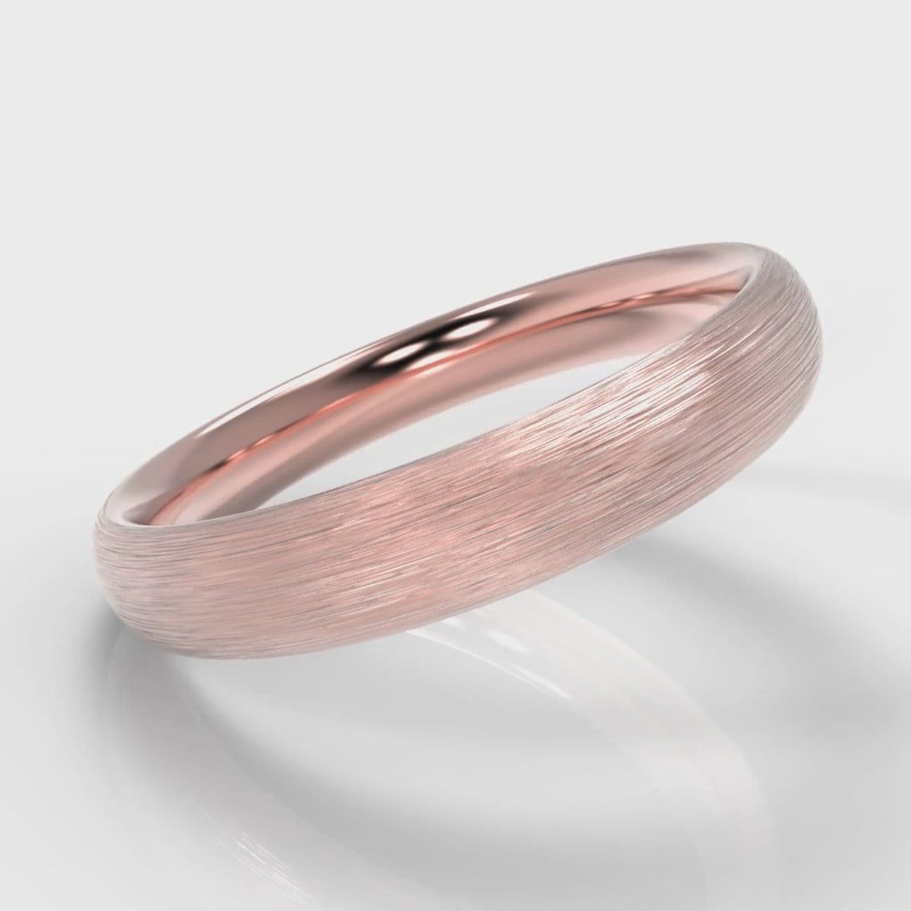 4mm Court Shaped Comfort Fit Brushed Wedding Ring - Rose Gold