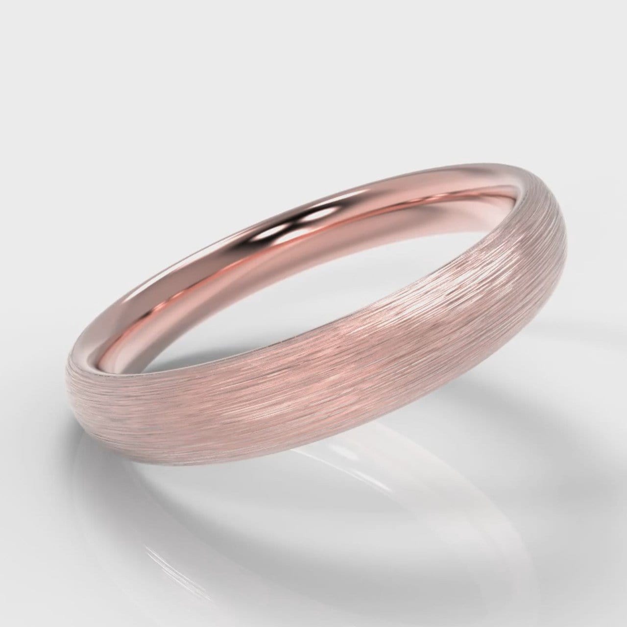 4mm Court Shaped Comfort Fit Brushed Wedding Ring - Rose Gold