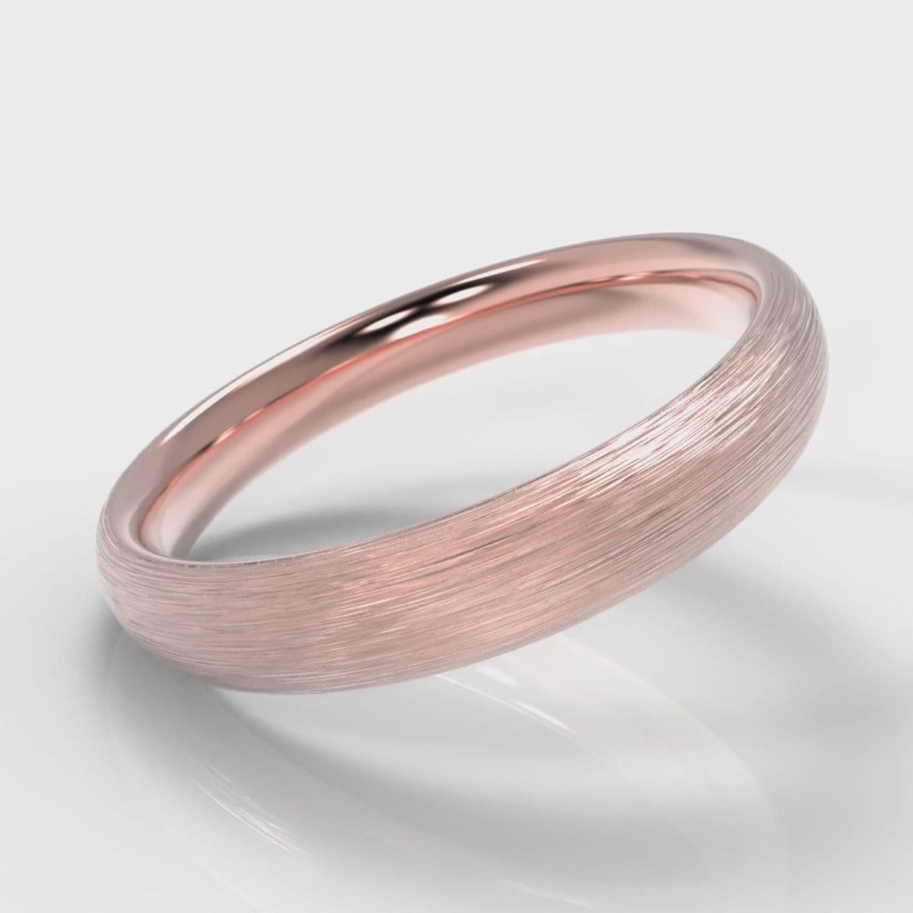 4mm Court Shaped Comfort Fit Brushed Wedding Ring - Rose Gold