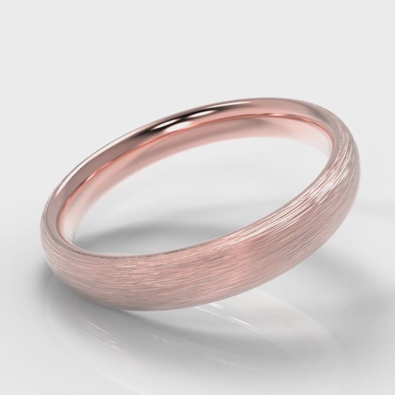 4mm Court Shaped Comfort Fit Brushed Wedding Ring - Rose Gold