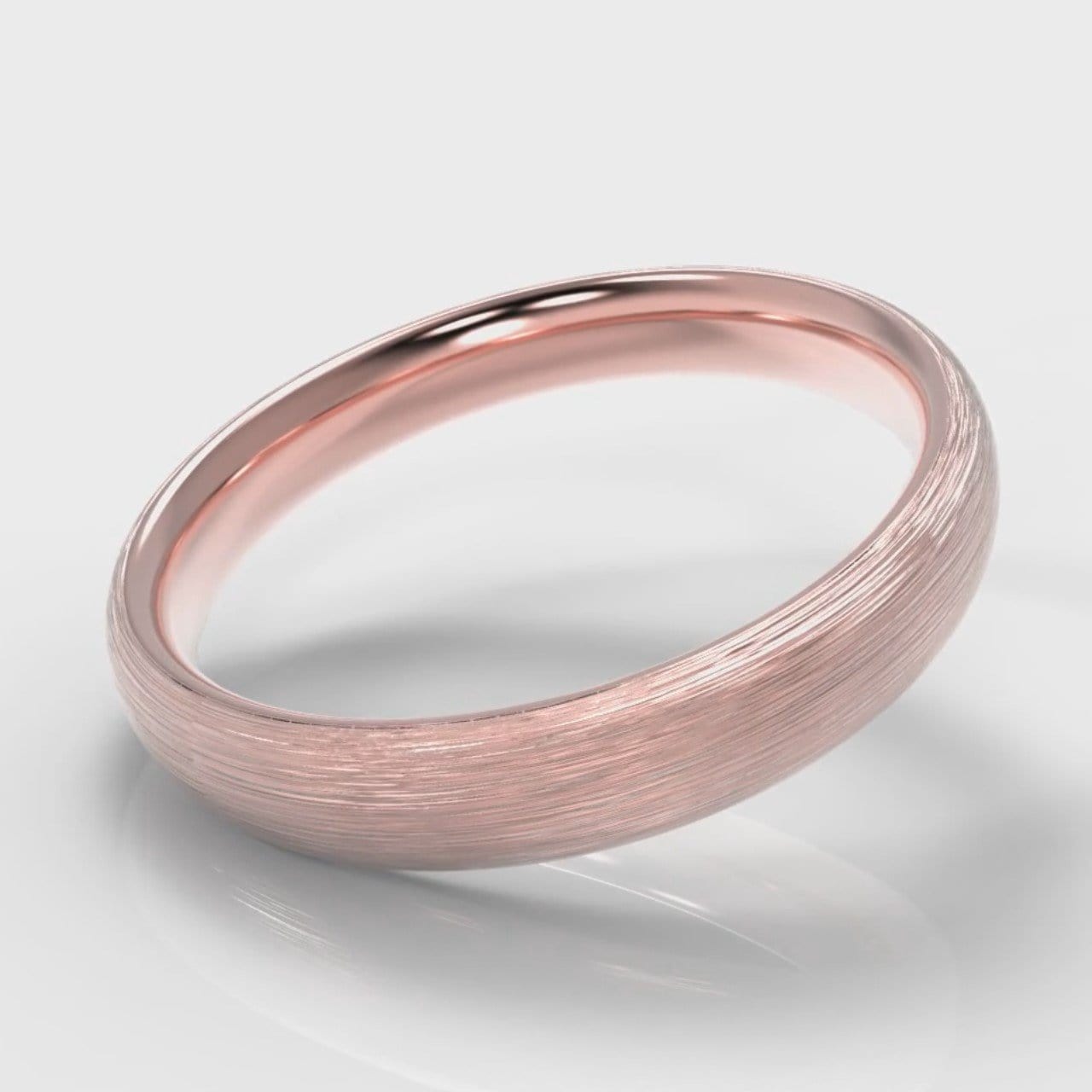 4mm Court Shaped Comfort Fit Brushed Wedding Ring - Rose Gold