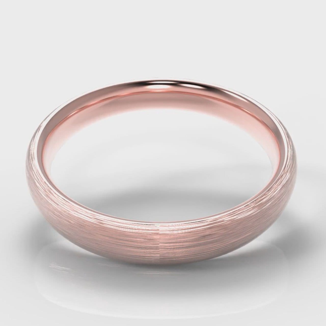 4mm Court Shaped Comfort Fit Brushed Wedding Ring - Rose Gold