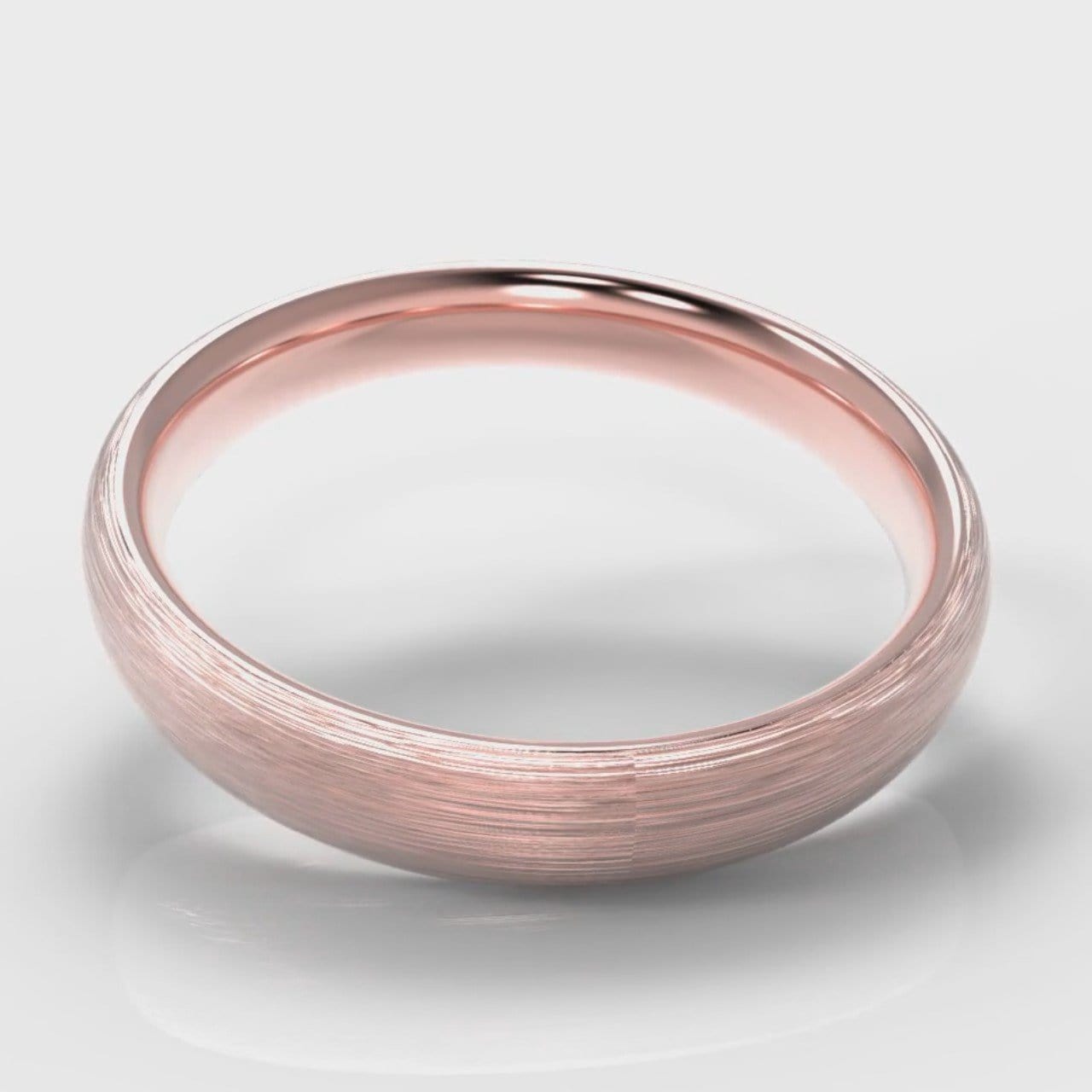 4mm Court Shaped Comfort Fit Brushed Wedding Ring - Rose Gold