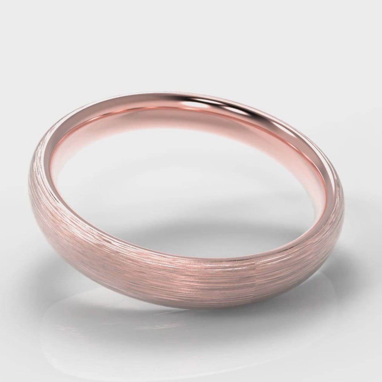 4mm Court Shaped Comfort Fit Brushed Wedding Ring - Rose Gold