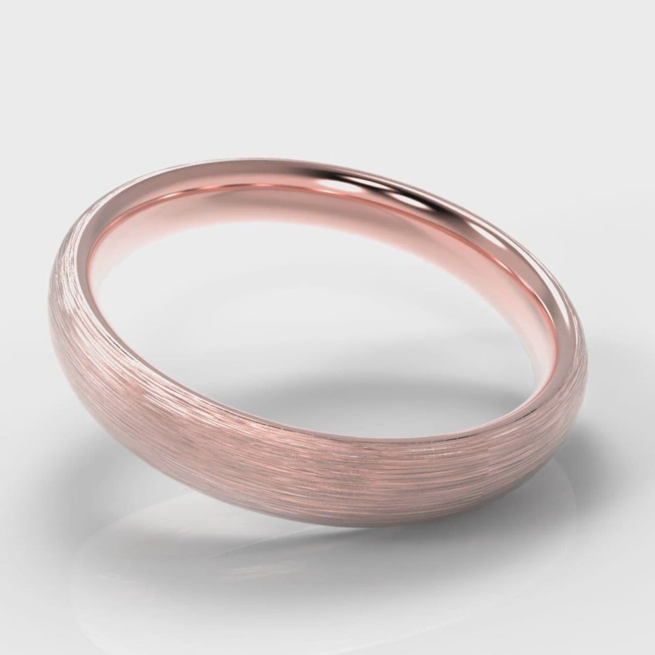 4mm Court Shaped Comfort Fit Brushed Wedding Ring - Rose Gold