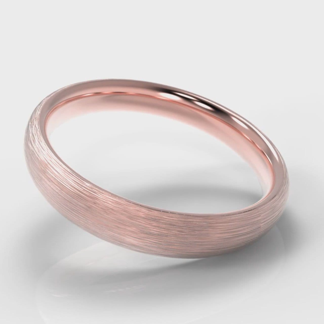 4mm Court Shaped Comfort Fit Brushed Wedding Ring - Rose Gold