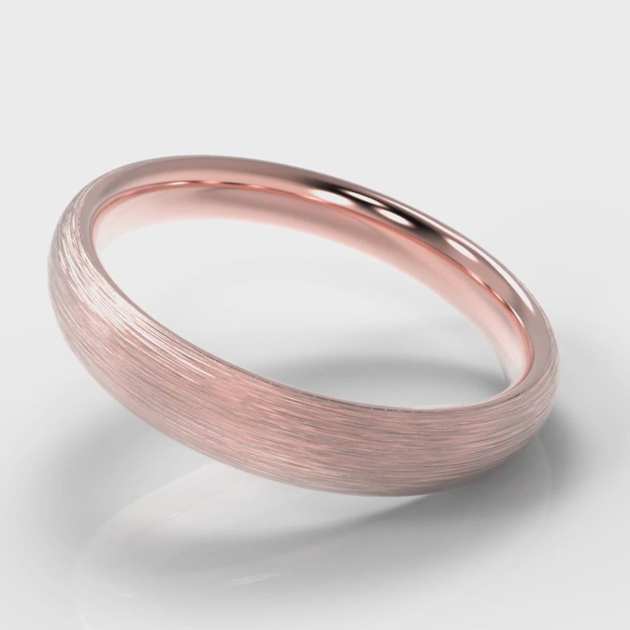 4mm Court Shaped Comfort Fit Brushed Wedding Ring - Rose Gold