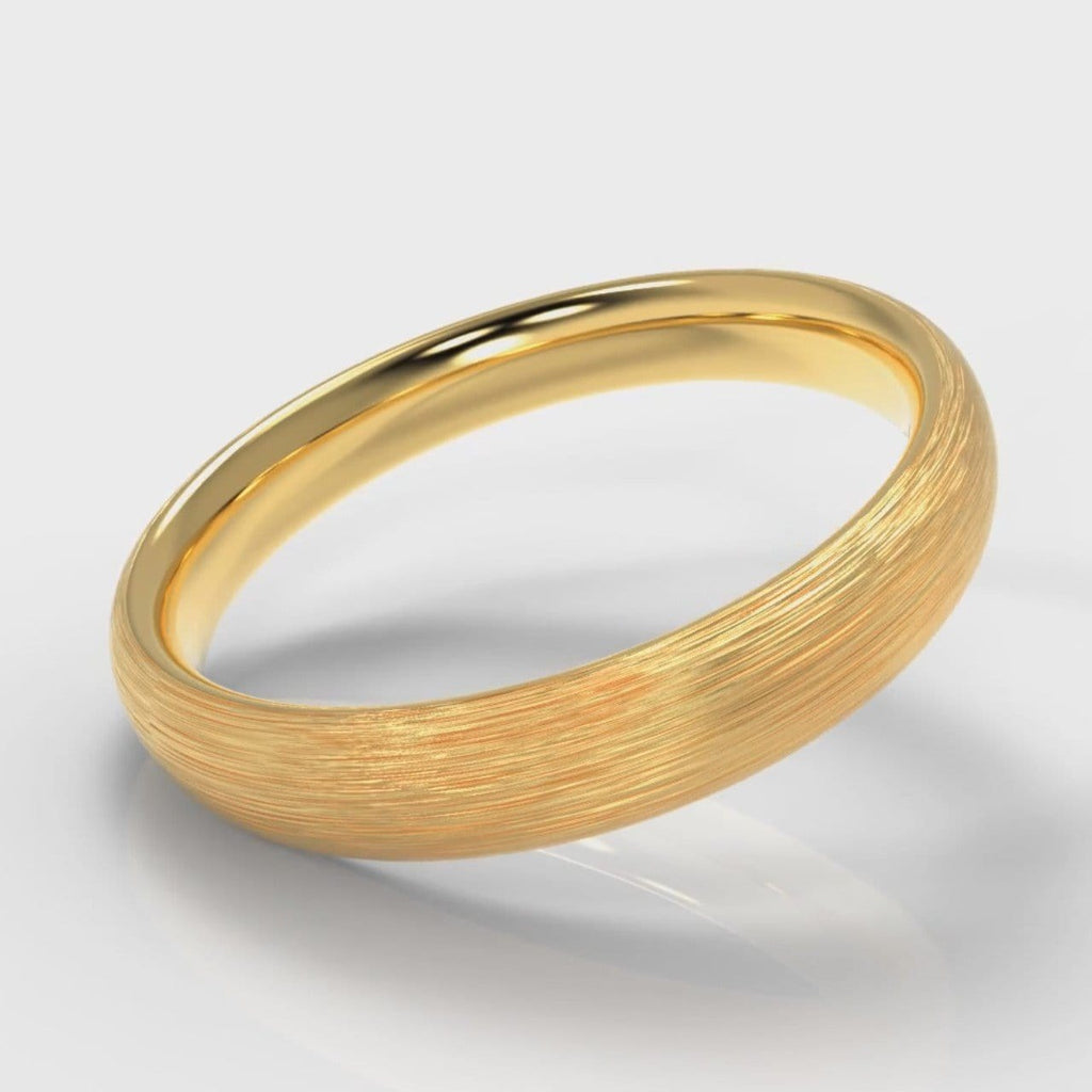 4mm Court Shaped Comfort Fit Brushed Wedding Ring - Yellow Gold