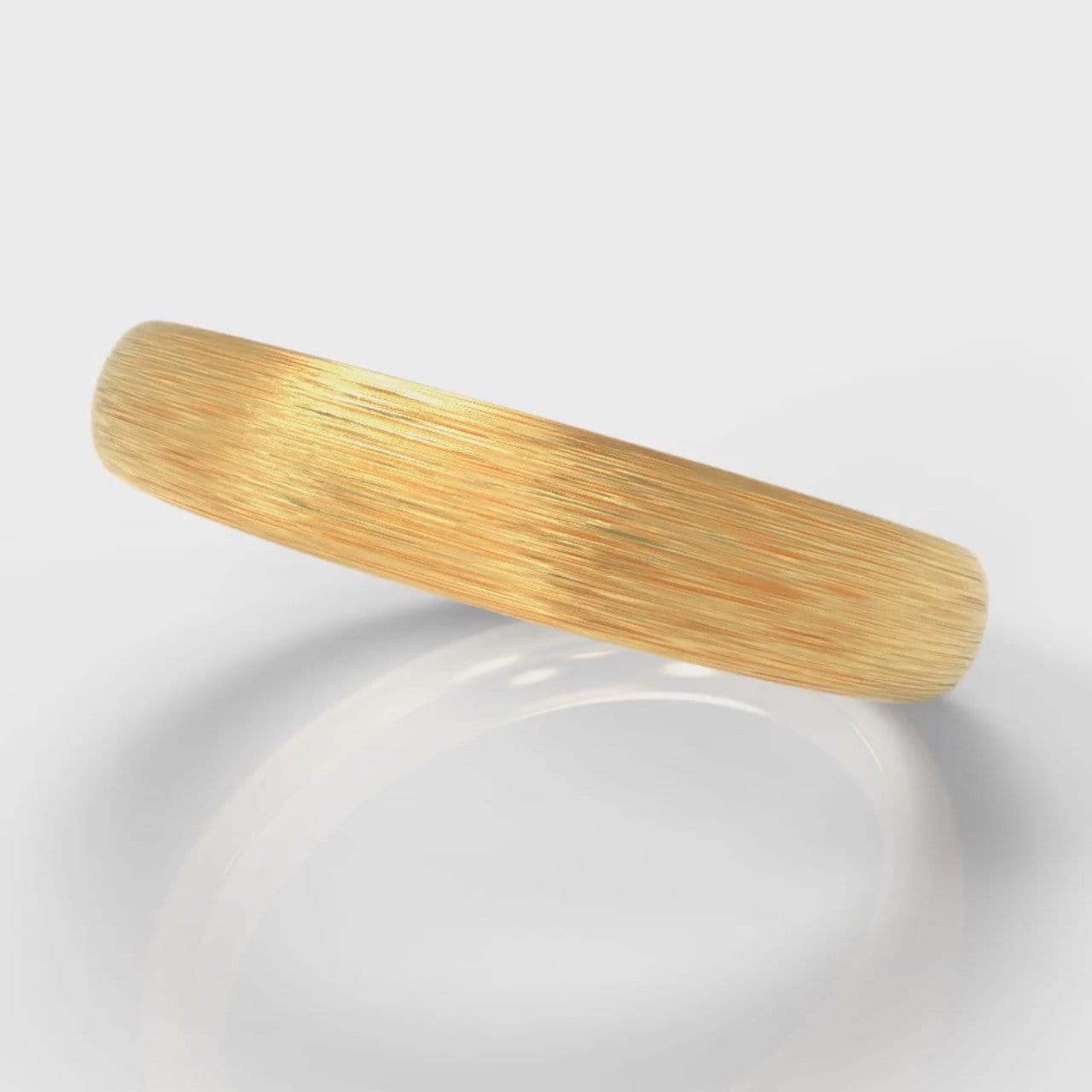 4mm Court Shaped Comfort Fit Brushed Wedding Ring - Yellow Gold