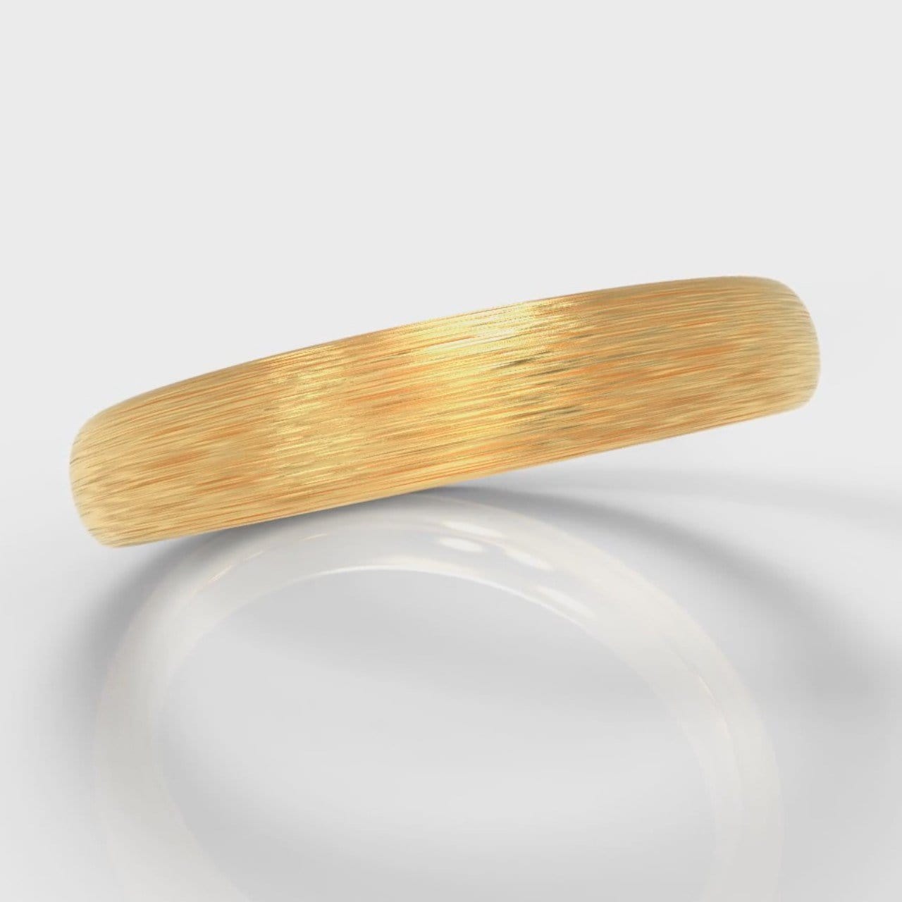4mm Court Shaped Comfort Fit Brushed Wedding Ring - Yellow Gold
